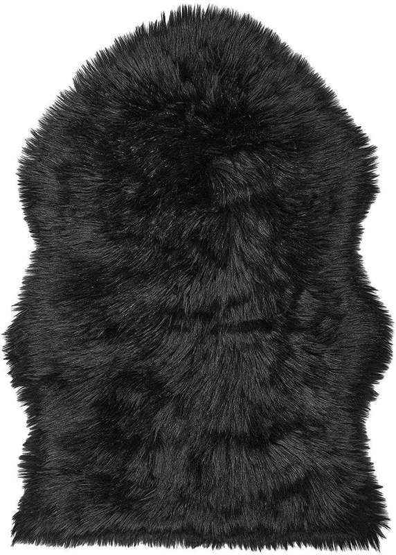 SMTE Soft Fluffy Carpet Rug - Black with keychain