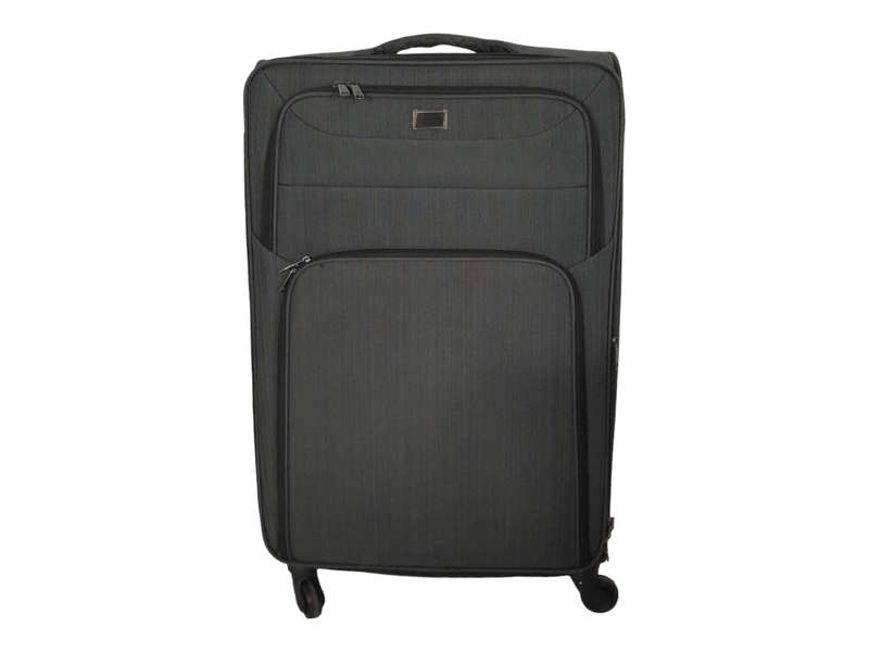 SMTE Trolley 1-Piece Travel Luggage Spinner - Fabric - Grey with keychain