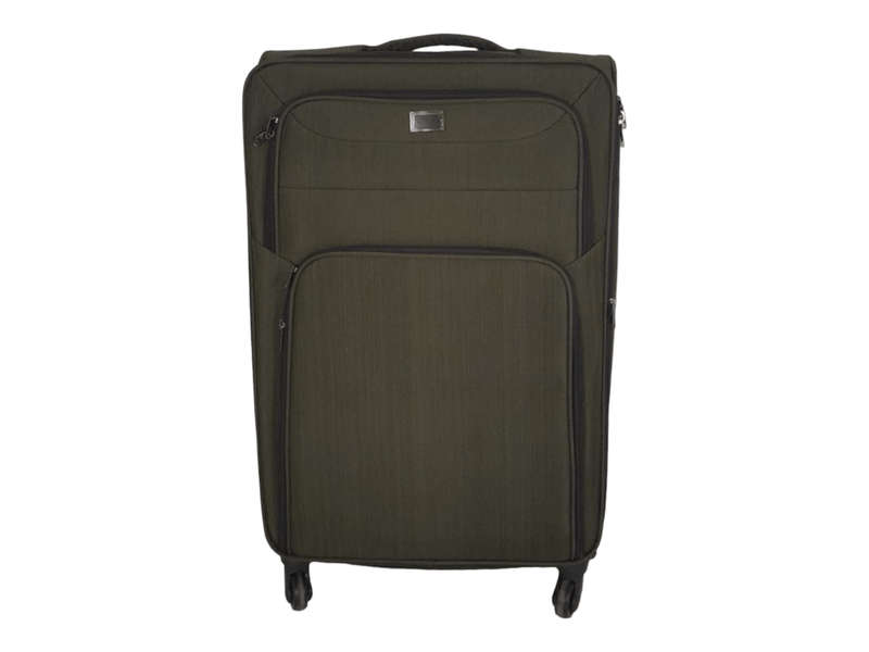 SMTE Trolley 1-Piece Travel Luggage Spinner - Fabric - Khaki with keychain