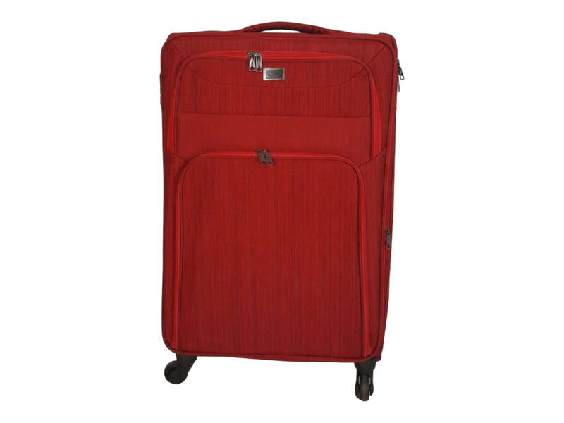 SMTE Trolley 1-Piece Travel Luggage Spinner - Fabric - Red with keychain