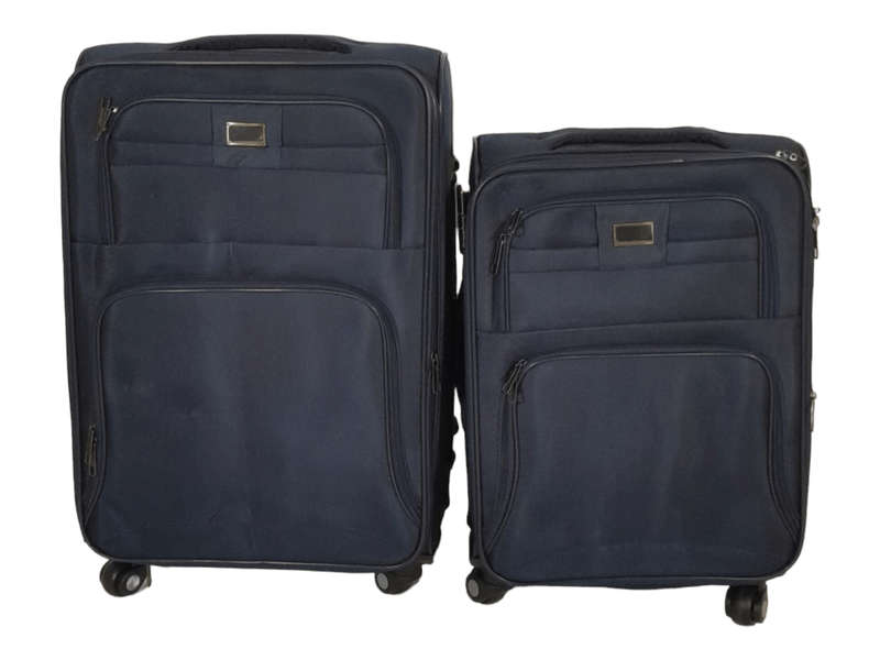 SMTE-Trolley 2 Piece Travel Luggage Spinner -Fabric - Black with keychain