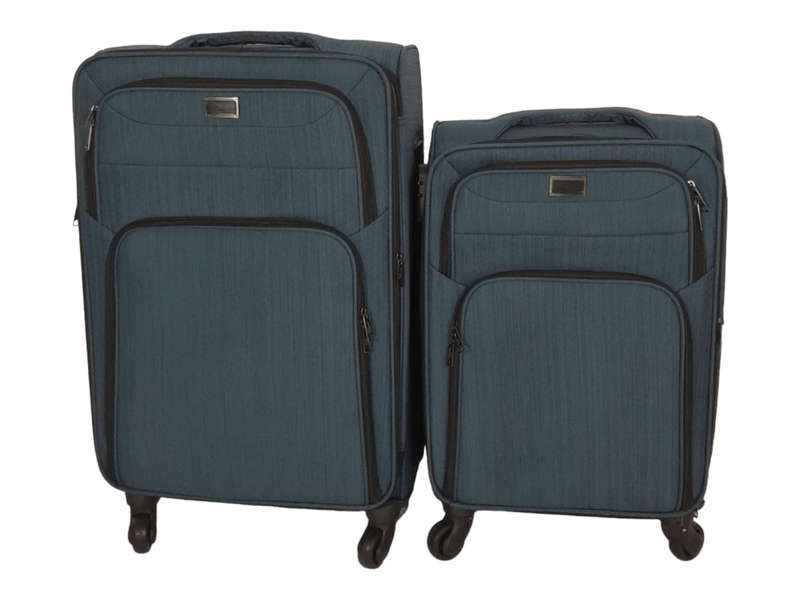 SMTE-Trolley 2 Piece Travel Luggage Spinner -Fabric - Blue with keychain