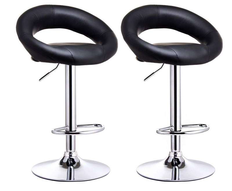 SMTE Leather Plush Bar Stools - Set of Two with keychain