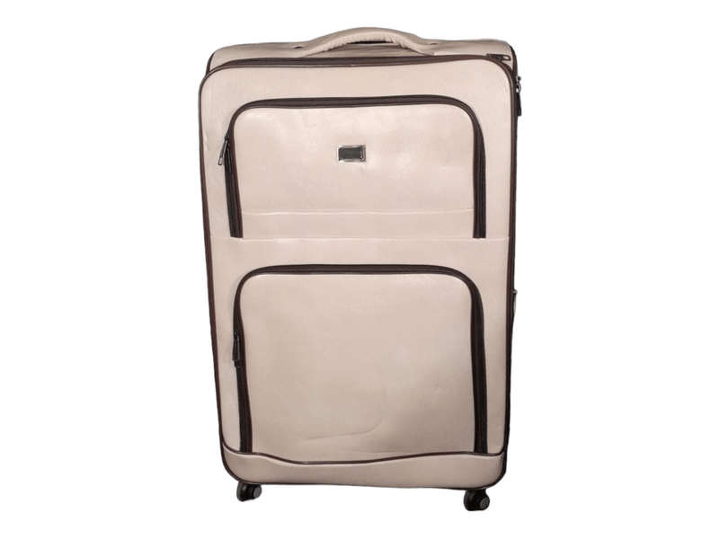 SMTE IYWA Professional Luggage Set of 1 Leather Travel Suitcase Set - White with keychain