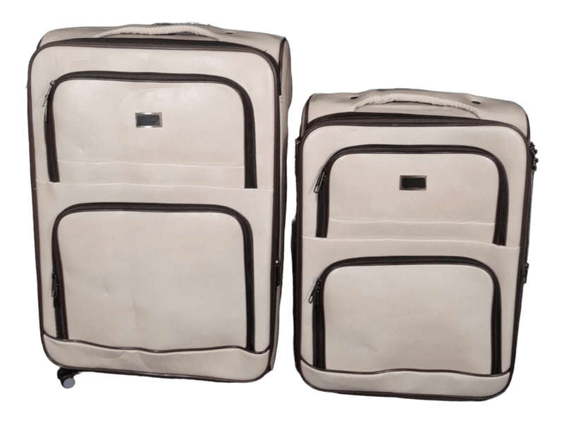 SMTE IYWA Professional Luggage Set of 2 Leather Travel Suitcase Set - White with keychain