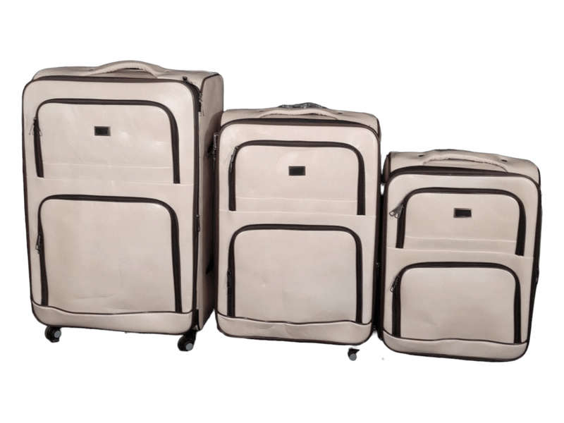 SMTE IYWA Professional Luggage Set of 3 Leather Travel Suitcase Set - White with keychain