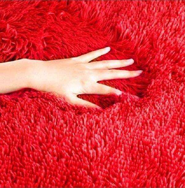 SMTE Light fluffy shaggy Rug/Carpet 150X200CM - fire red with keychain