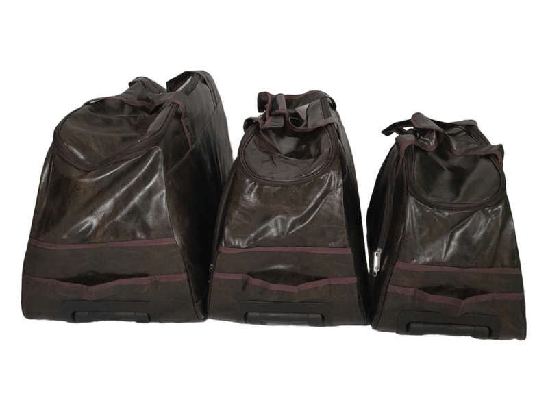 SMTE- 3 Piece Leather Hand luggage bags- Brown - Brown with keychain
