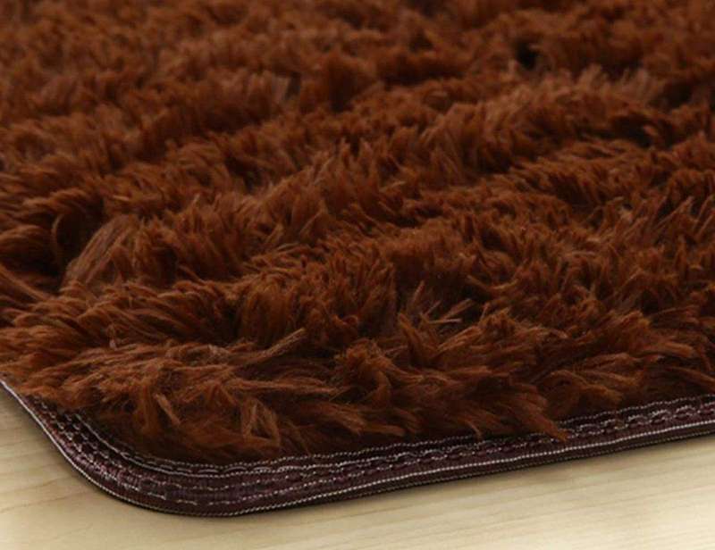 SMTE Light fluffy shaggy Rug/Carpet 150X200CM - solid brown with keychain