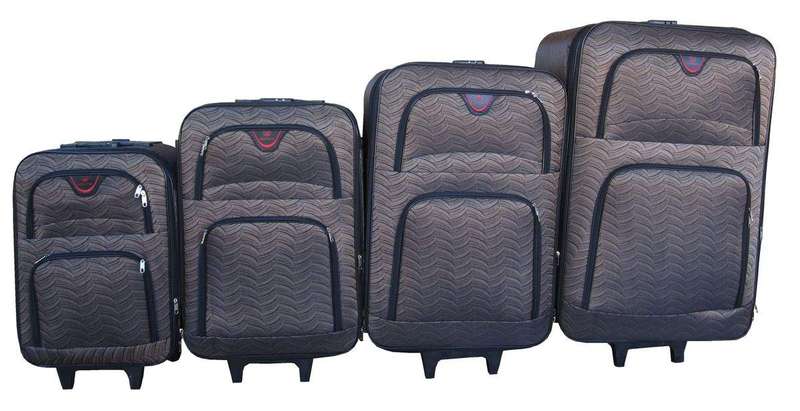 SMTE Trolley 4 Piece Travel Luggage Spinner - Rainproof Silk - Brown with keychain