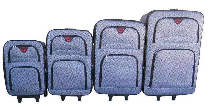 SMTE Trolley 4 Piece Travel Luggage Spinner - Rainproof Silk - Grey with keychain