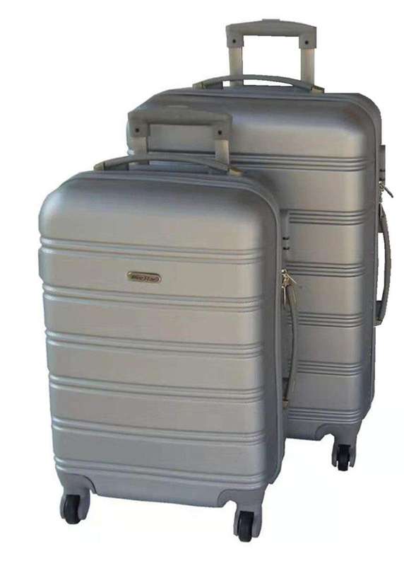 SMTE 2 Piece Premium Luggage Set - Silver with keychain
