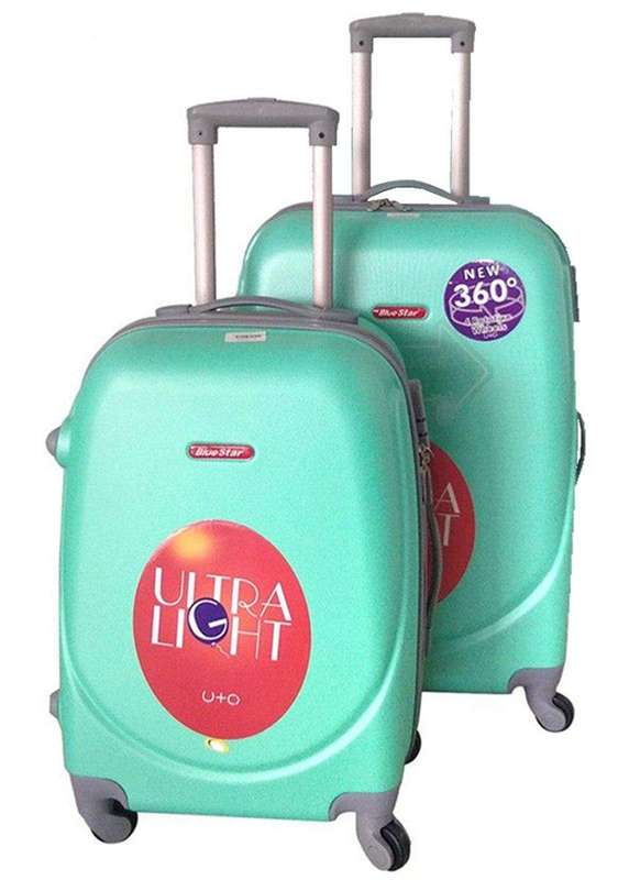 SMTE 2 Piece Premium Luggage Set - Apple Green with keychain