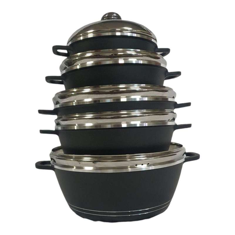 SMTE Non Stick 10 Piece Cookware Pot set - Black with keychain