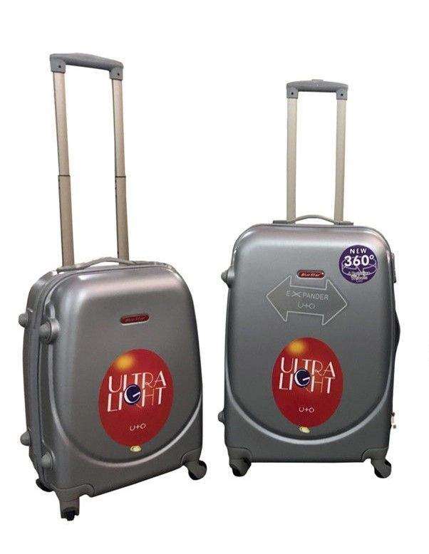 SMTE 2 Piece Premium Luggage Set - Silver with keychain