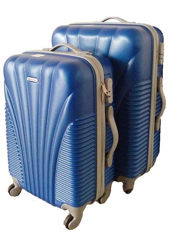 SMTE 2 Piece Blue Star Luggage Set - Blue with keychain