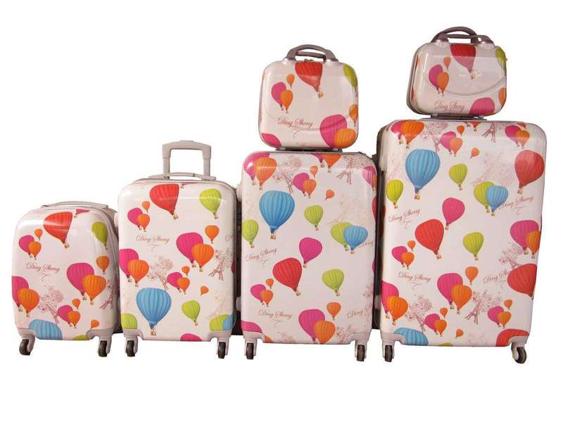 SMTE Luxury PC Travel Luggage - 6 Piece - Hot Air Balloon with keychain