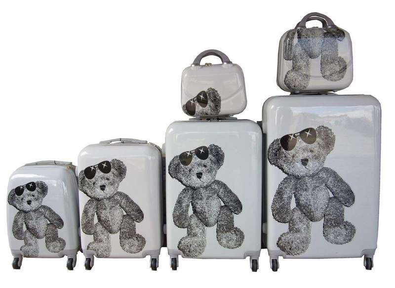 SMTE Luxury PC Travel Luggage - 6 Piece - Little Bear with keychain