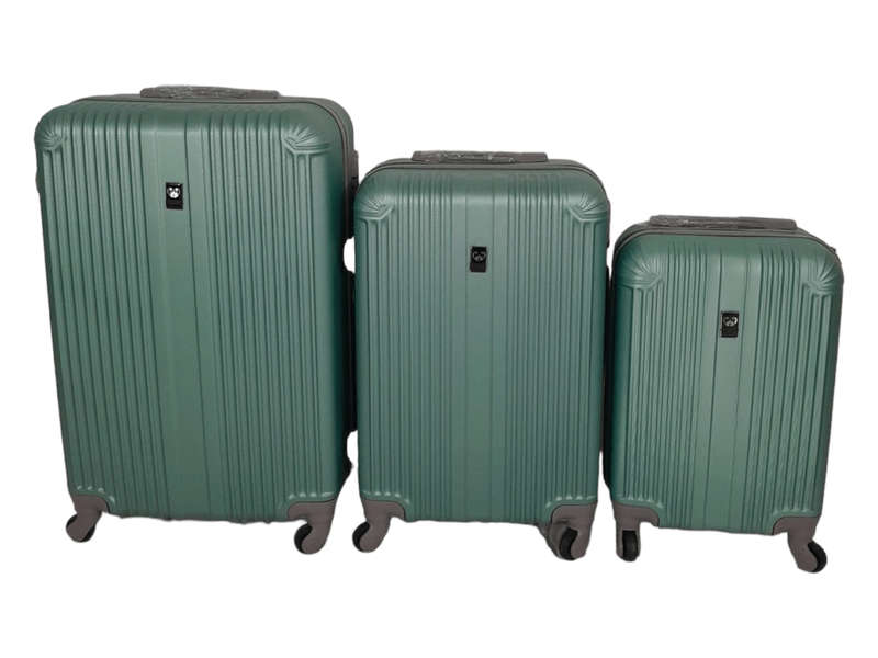 SMTE- Quad Wheel Quality Travel Ware - 3 Piece Luggage Set-ALIN - Green with keychain