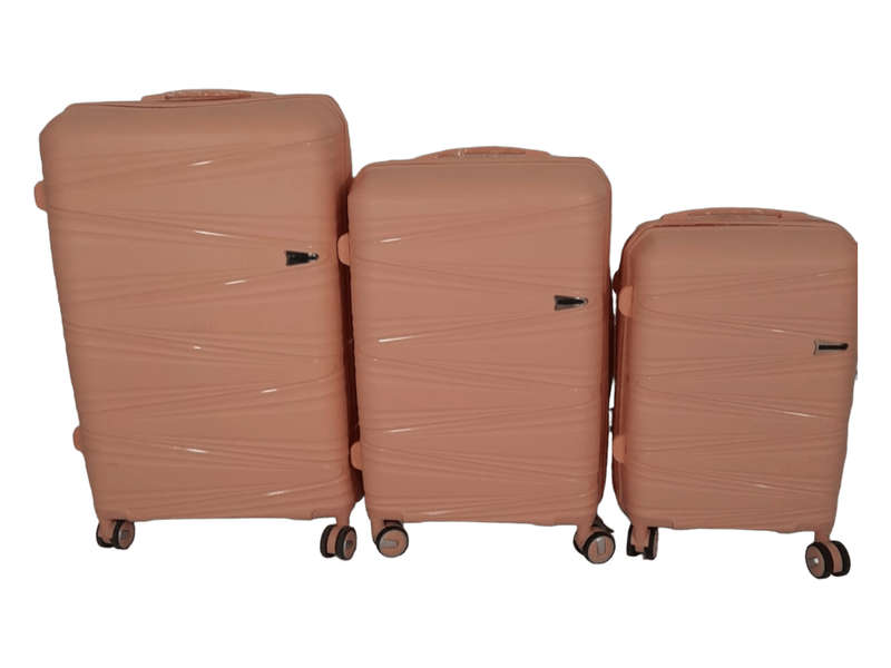 SMTE- Acesa Hard Shell Elite UBS Suitcase Set 3 Piece - Pink with keychain