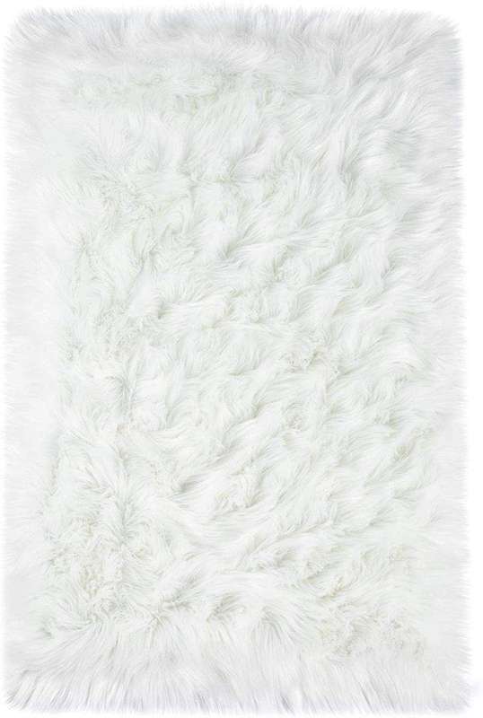 SMTE Faux Fur Soft Rug/Carpet - White with keychain
