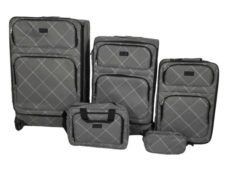 Smte - Fabric 5 piece luggage set - Grey with keychain