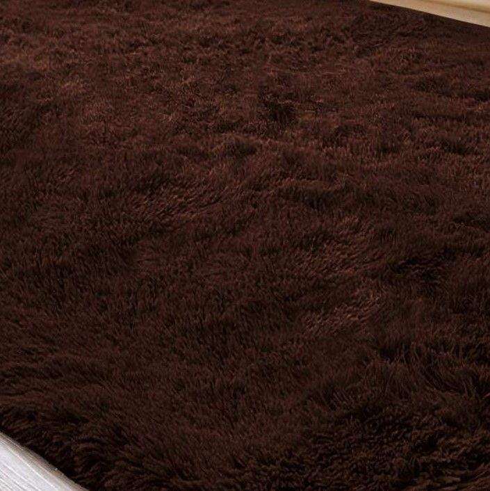 SMTE Light fluffy shaggy Rug/Carpet - Brown with keychain