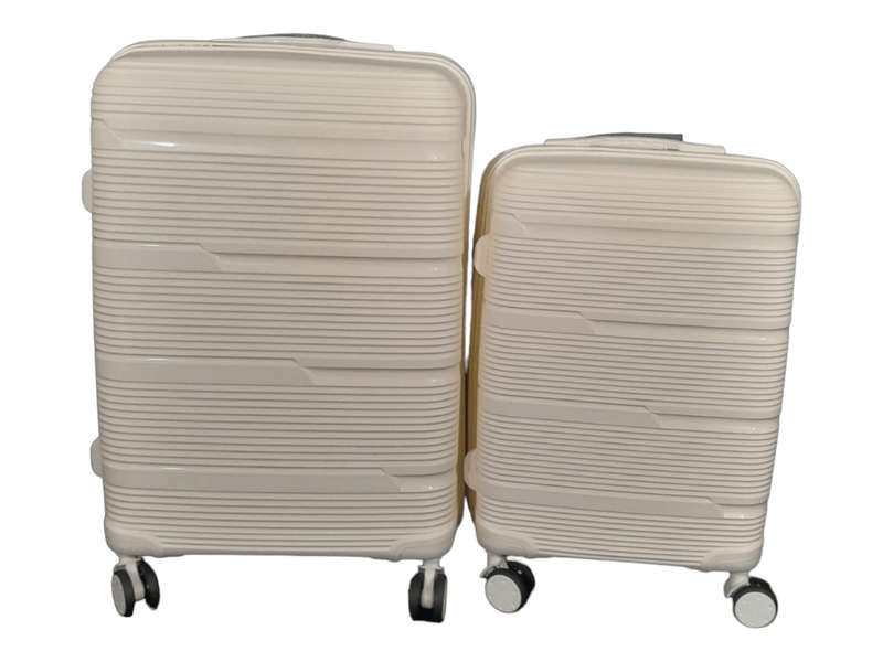 SMTE- Acesa Hard Shell Elite Suitcase Set 2 Piece - White with keychain