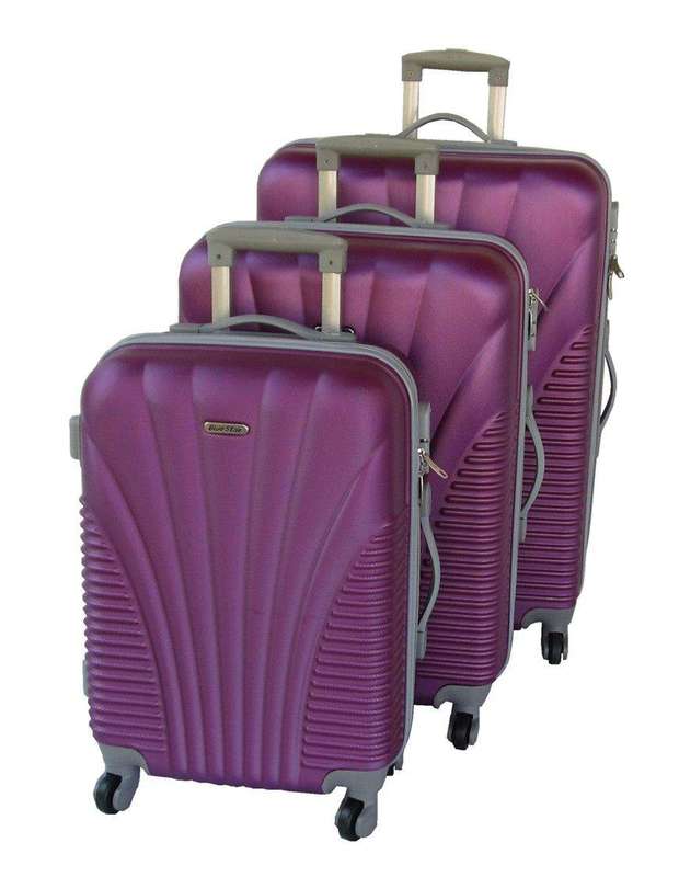 SMTE 3 Piece Blue Star Luggage Set - Purple with keychain