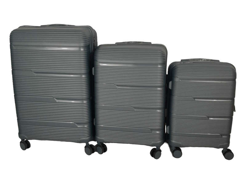 SMTE-Acesa Hard Shell Elite Suitcase Set 3 Piece - Grey with keychain