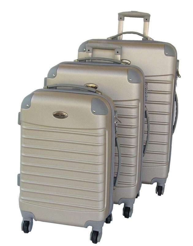 SMTE 3 Piece Luggage Set - Gold with keychain