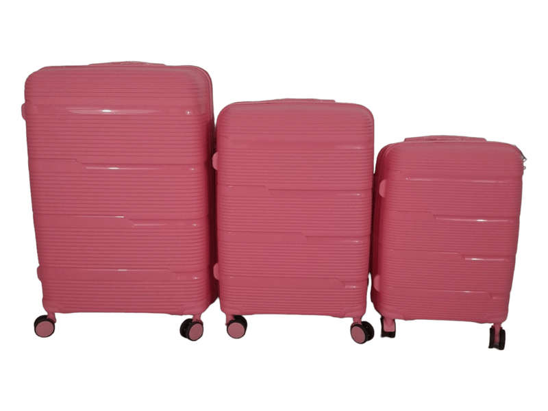 SMTE-Acesa Hard Shell Elite Suitcase Set 3 Piece - Pink with keychain