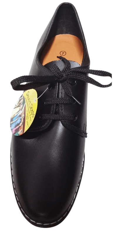 SMTE Smart Steps Unisex Black Laces School Shoes - UK Junior 7 with keychain