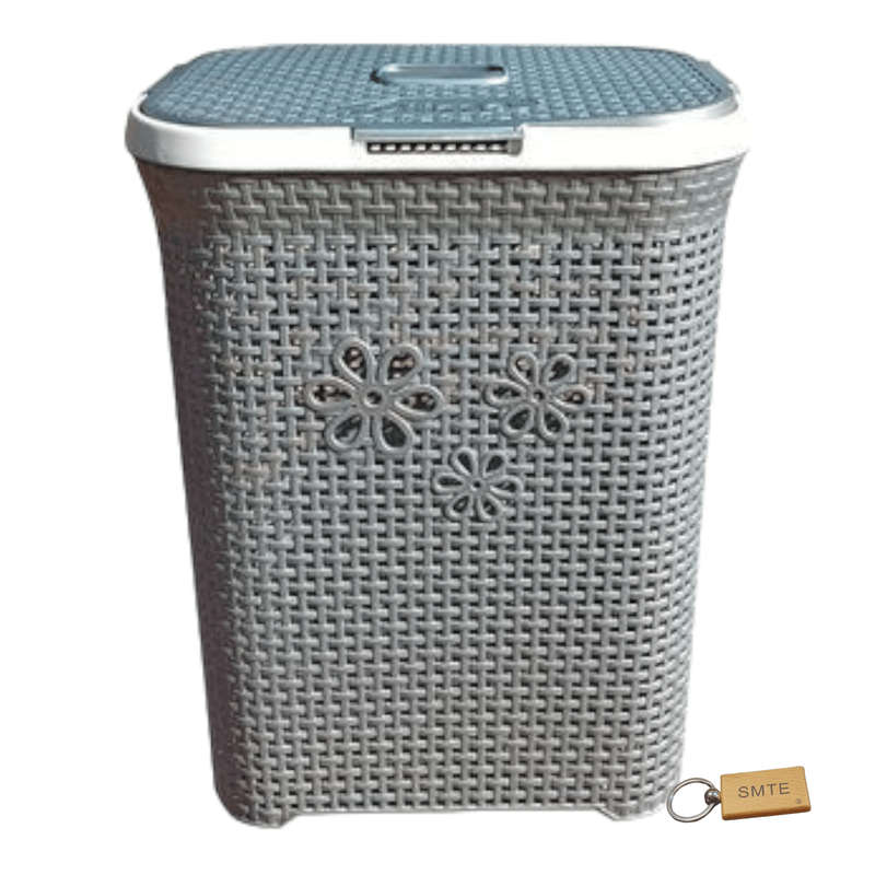 Smte-Daisy Laundry Basket 50L with SMTE Keyring - Grey with keychain