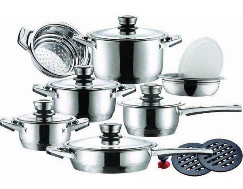SMTE IH- Quality 16 Piece German Designed Stainless Steel Cookware Set with keychain