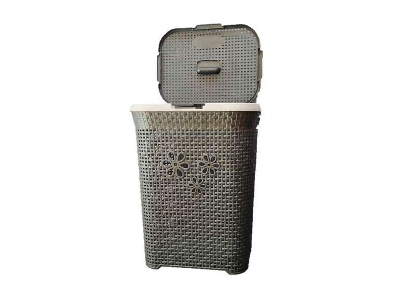 SMTE Classic Laundry Basket - Grey/White with keychain