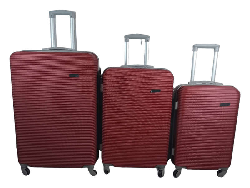 Smte-3 Piece Hard Outer Shell Luggage Set-Red with keychain