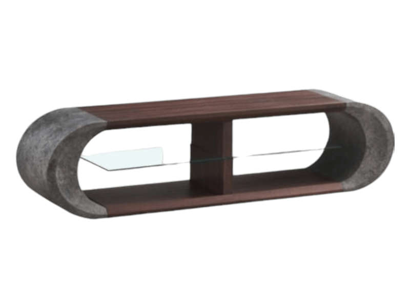 SMTE Oval Shape Tv Stand - Dark Brown And Grey with keychain