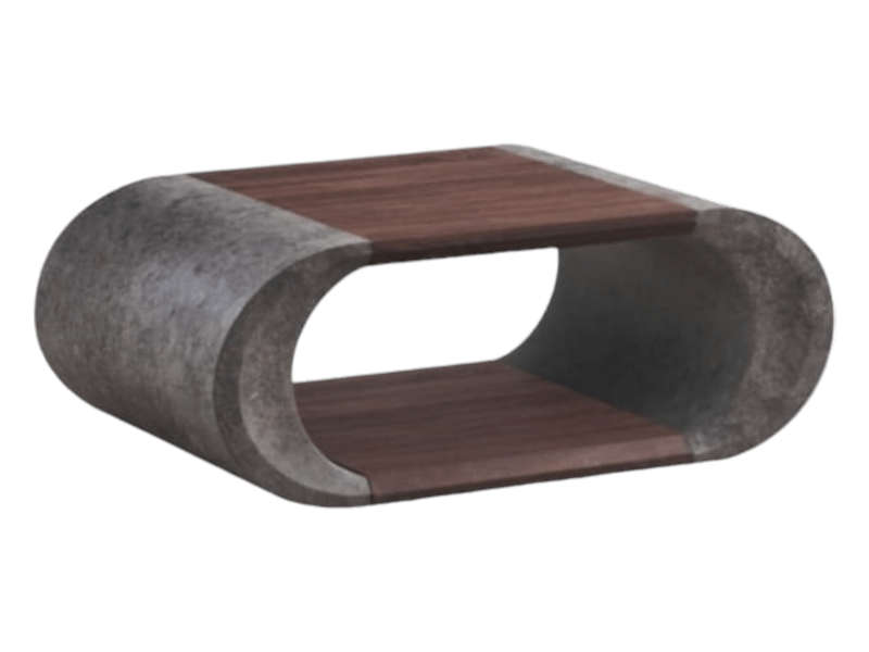 SMTE Oval Shape Coffee Table - Dark Brown And Grey with keychain