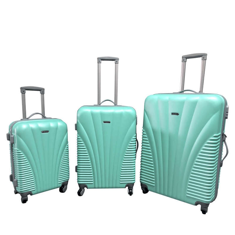 SMTE 3-Piece Travel 28-Inch Luggage Suitcase Bag Set - Stylish - Apple Green with keychain