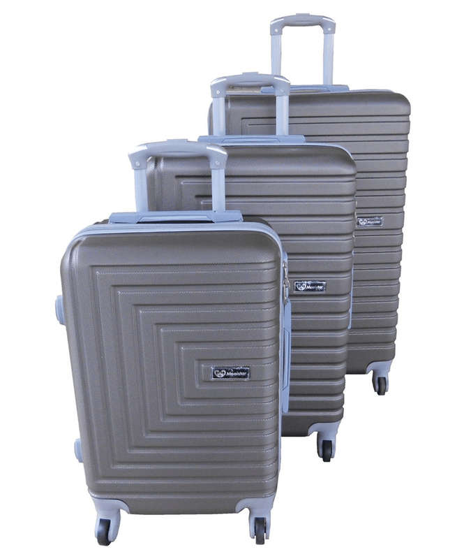 SMTE Mooistar 3-Piece ABS Hard Shell Spinner Luggage Set with Locks - Brown with keychain