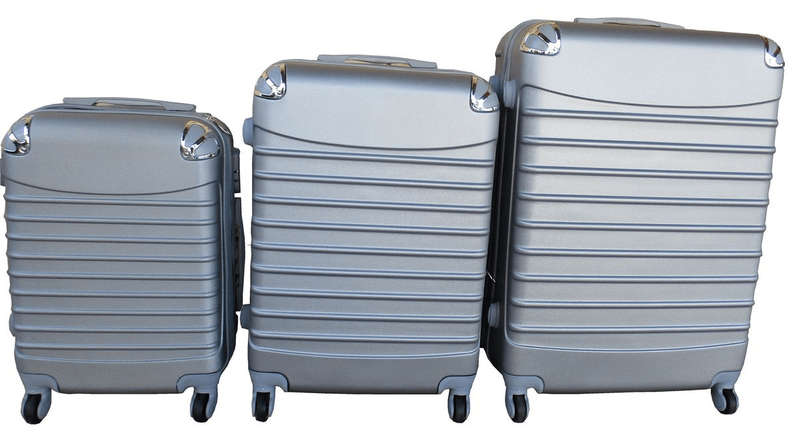 SMTE Silver 3-Piece ABS Luggage Set-HardShell,Spinner Wheels, Telescoping Handle with keychain