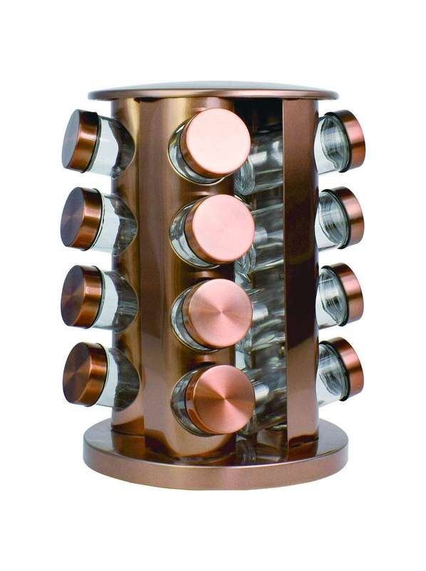 SMTE Optic Stainless Steel Spice Rack 16 Piece - Copper with keychain