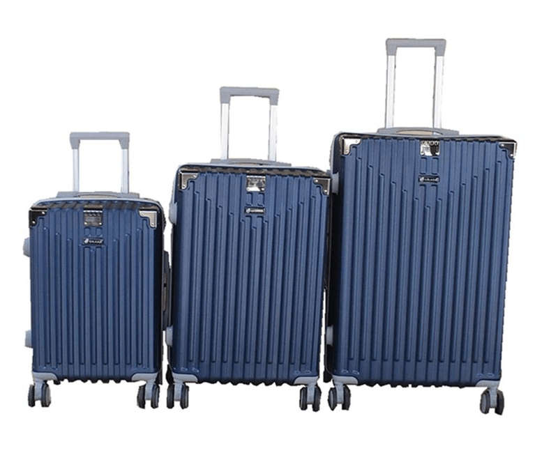 SMTE Navy 3-Piece ABS Luggage Set with Spinner Wheels, Telescoping Handle & Lock with keychain