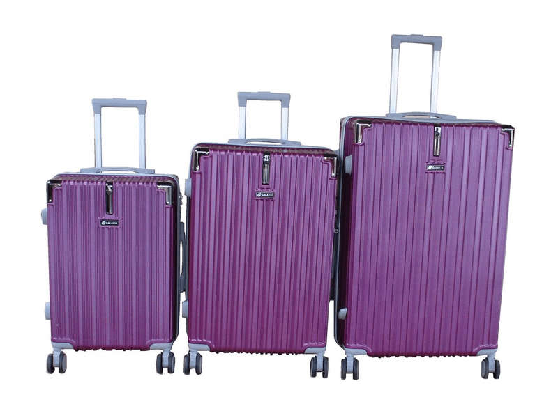 SMTE Vibrant Purple 3-Piece ABS Hard-Shell Luggage Set with Spinner Wheels &Lock with keychain