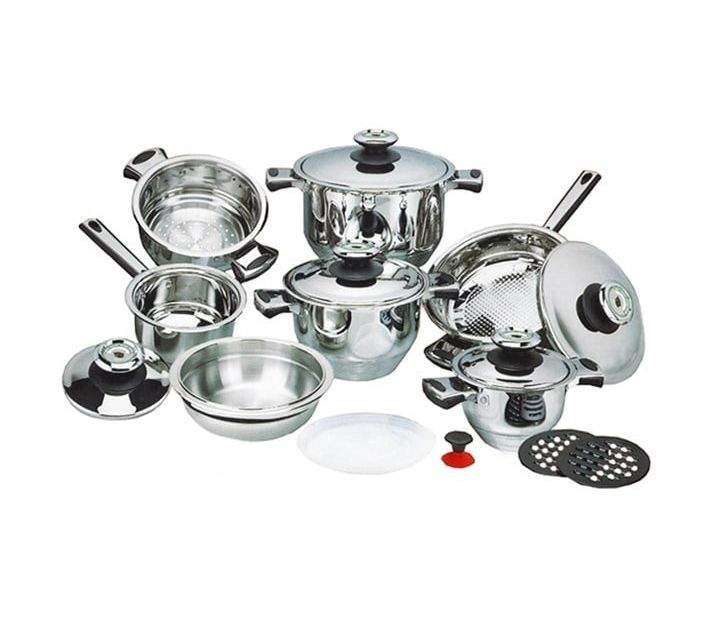 SMTE 16 Piece Heavy Duty Induction Base Stainless Steel Cookware Set with Lids with keychain