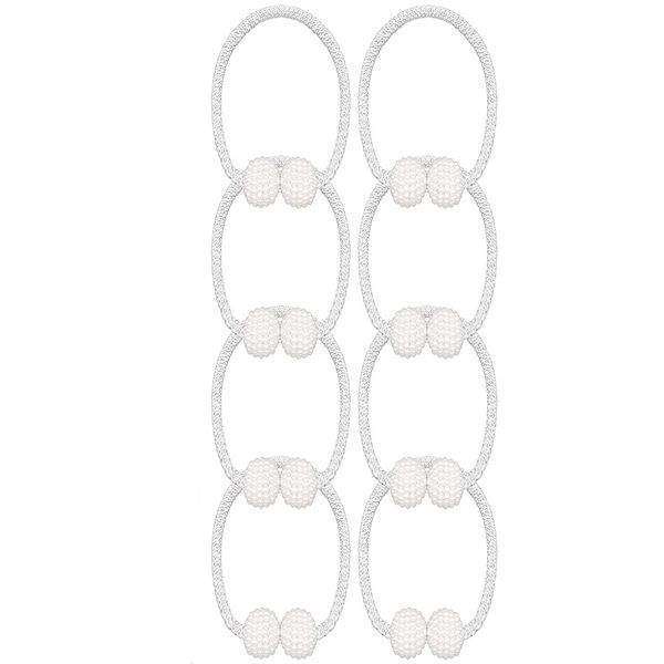 SMTE Magnetic Curtain Holder Strap Decorative Accessories - 8 Packs of 2 (White) with keychain
