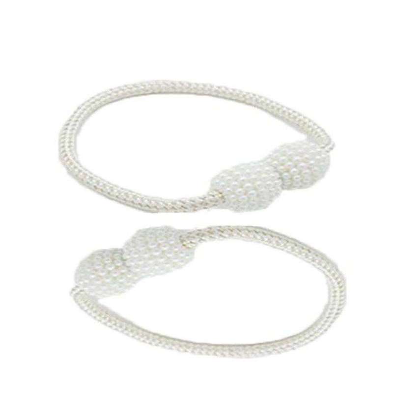 SMTE Magnetic Curtain Holder Strap Decorative Accessories 2 Piece (White) with keychain