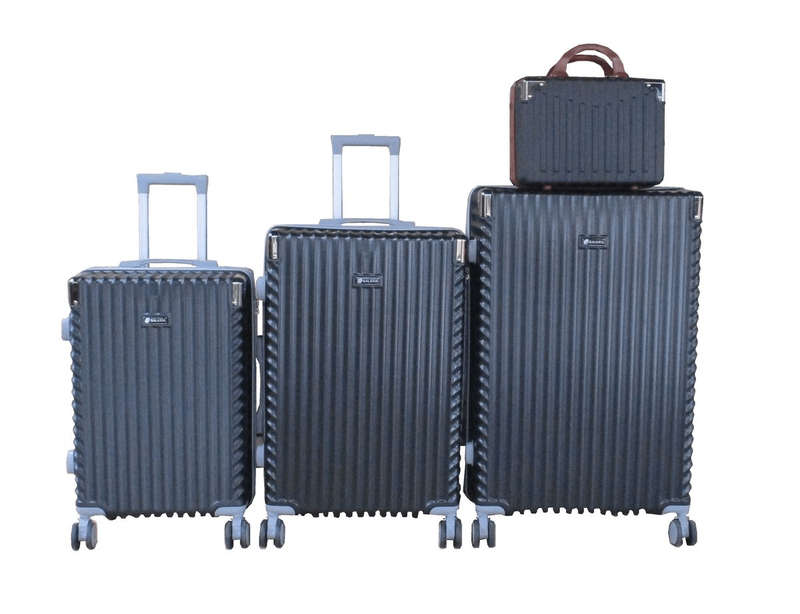 SMTE GALAXIA 4-Piece Hard Shell Luggage Set - Black and Spinner Wheels with keychain