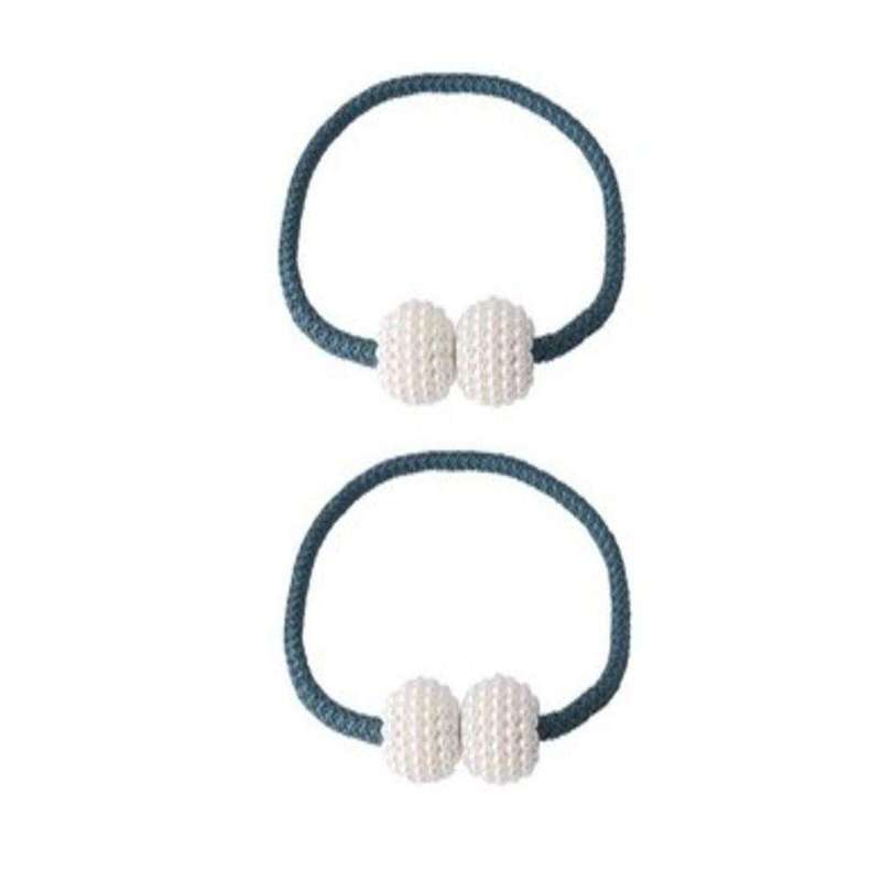 SMTE 2 Set Magnetic Pearl Curtain Ties-Ocean Blue with keychain